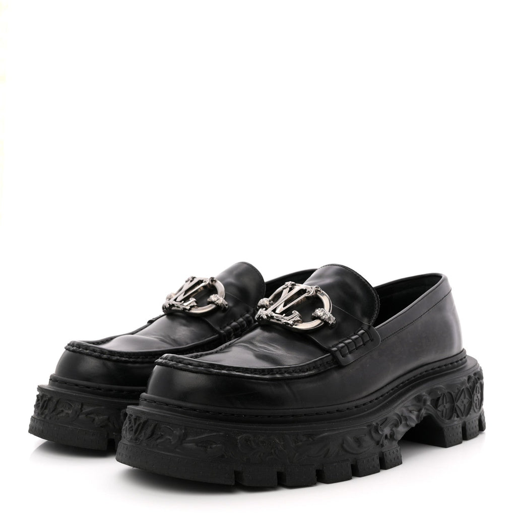 Louis Vuitton Calfskin Baroque Mens LV Loafers 8 Black