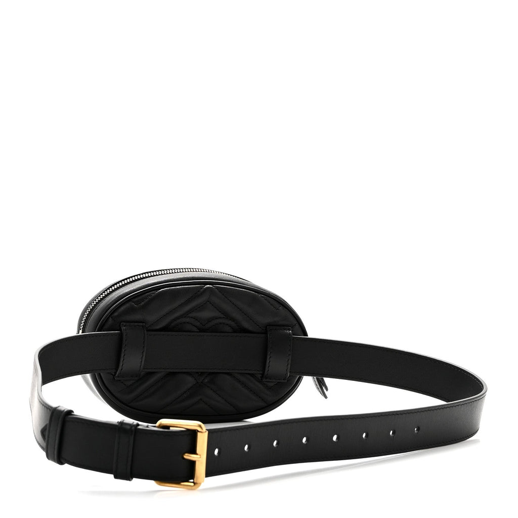 Gucci Calfskin Matelasse GG Marmont Belt Bag 85 34 Black