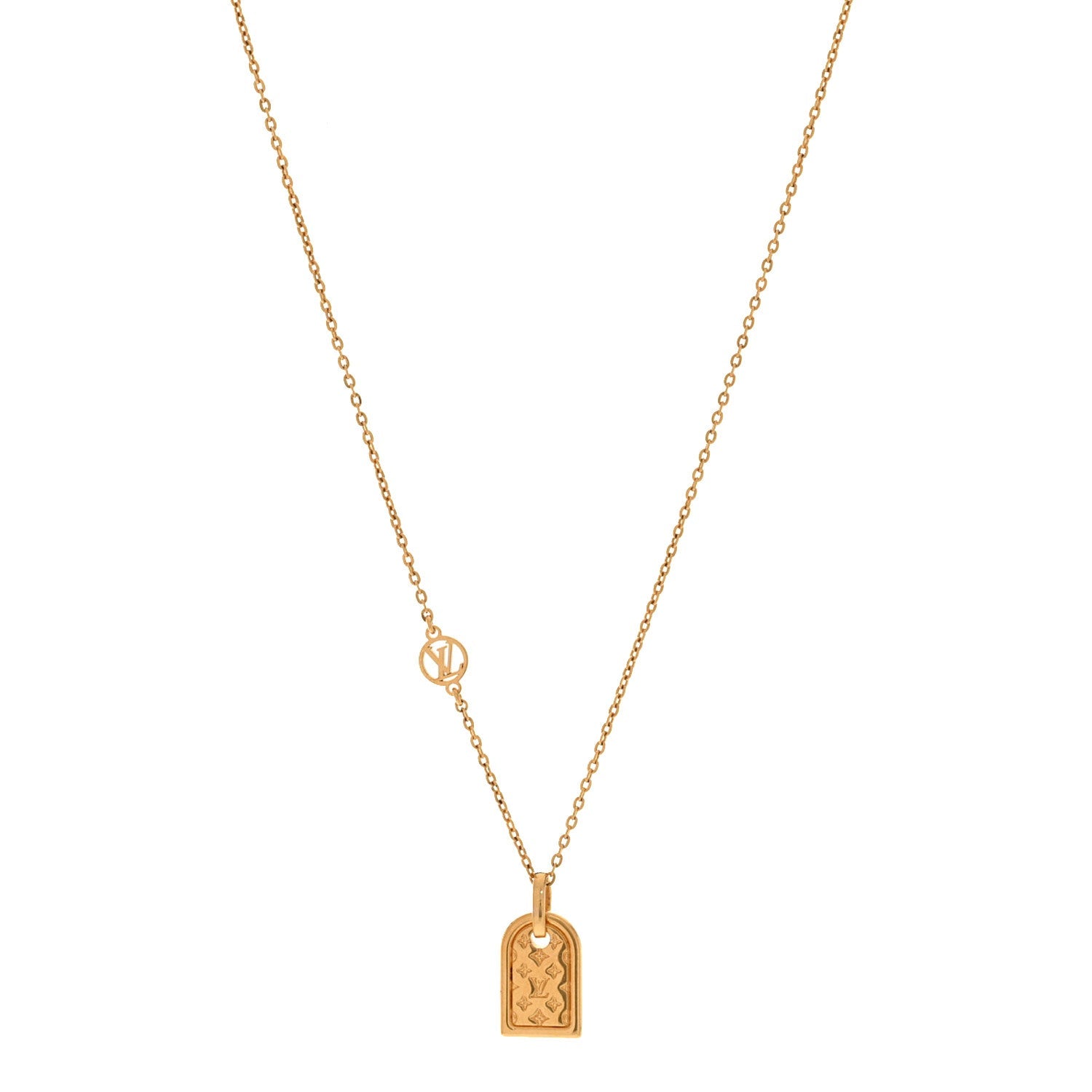 Louis Vuitton Nanogram Name Tag Necklace Gold