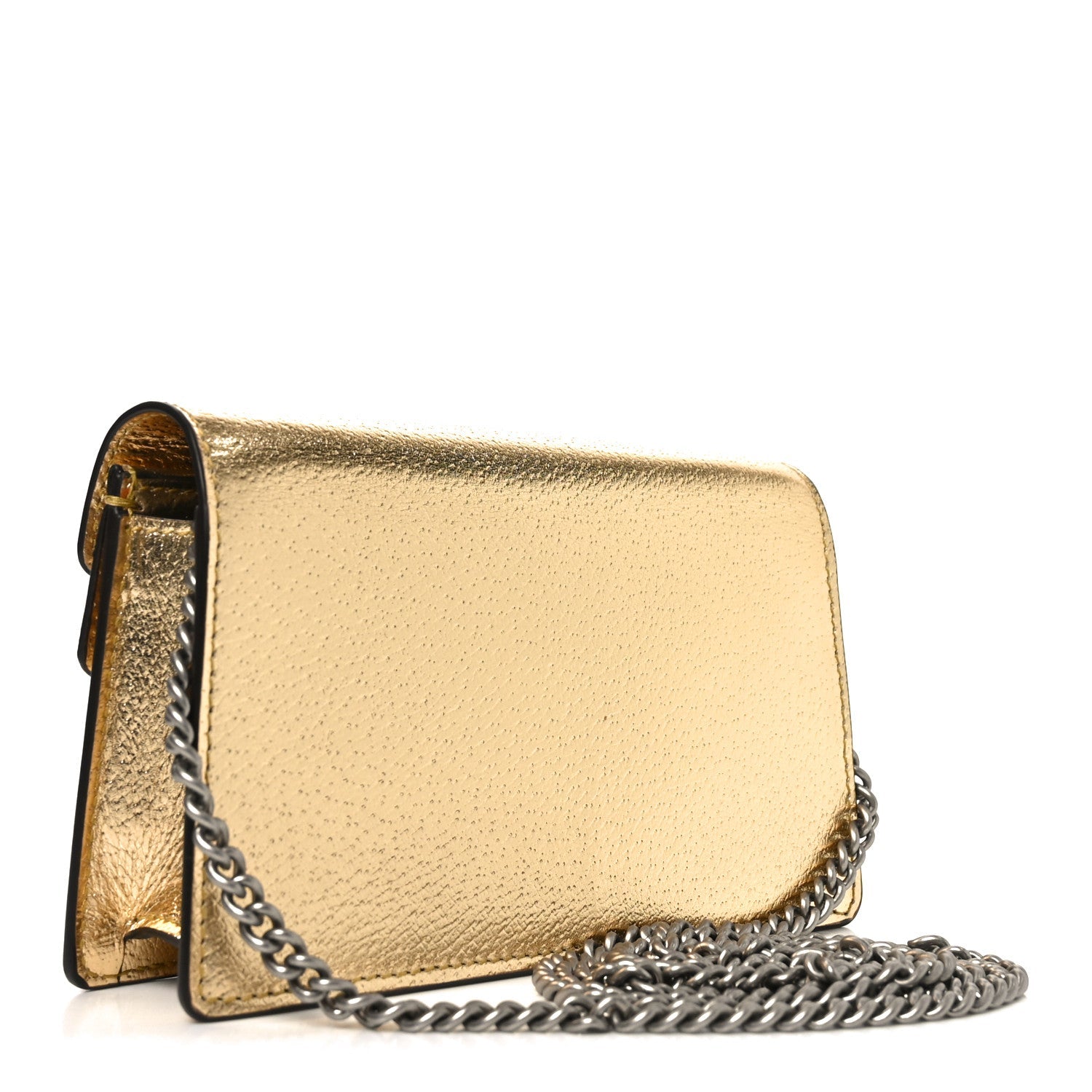 Gucci Metallic Calfskin Super Mini Dionysus Shoulder Bag Gold