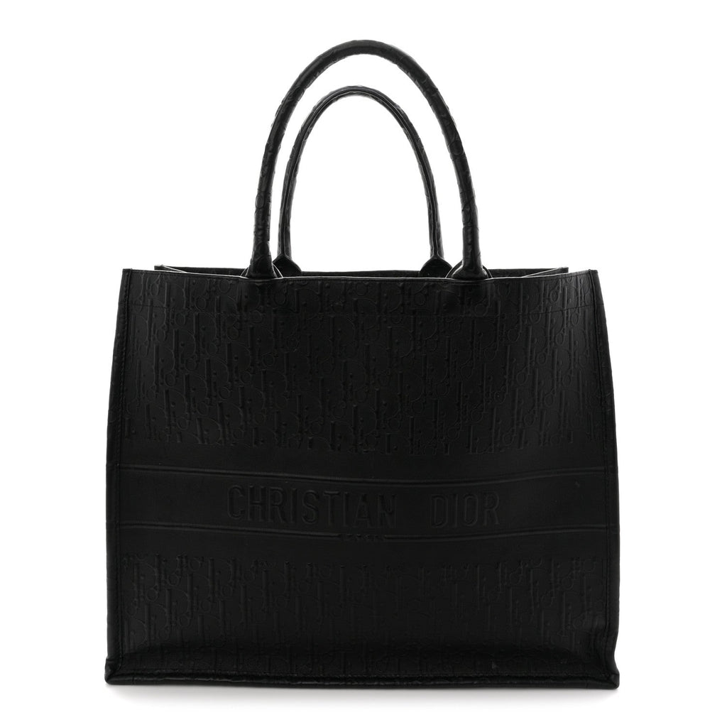 Christian Dior Oblique Calfskin Embossed Large Book Tote TBlack
