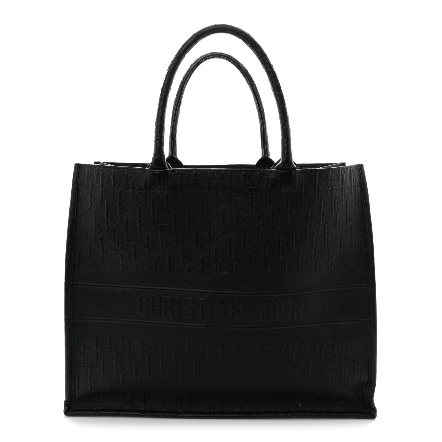 Christian Dior Oblique Calfskin Embossed Large Book Tote TBlack