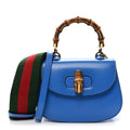 Gucci Boarded Dyana Lux Calfskin Web Mini Bamboo 1947 Top Handle Bag Blue