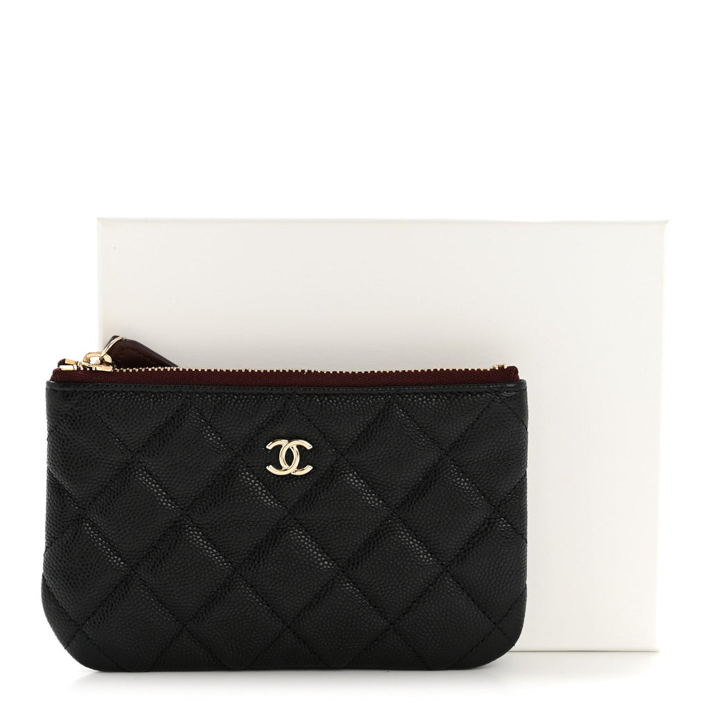 Caviar Quilted Small Cosmetic Case Black