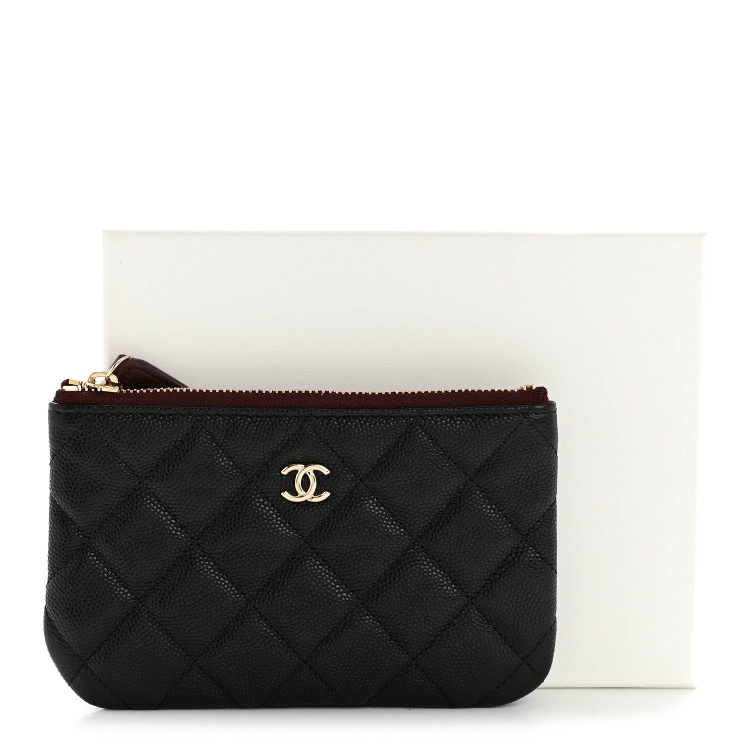 Caviar Quilted Small Cosmetic Case Black