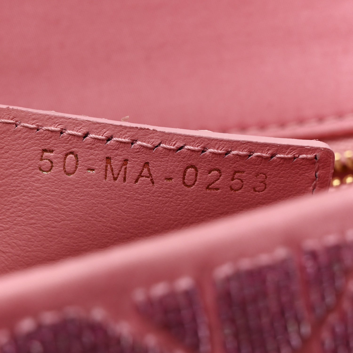 Christian Dior Calfskin Beaded Small Caro Bag Pink
