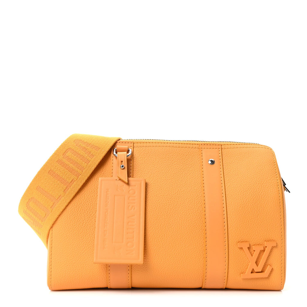 Louis Vuitton Grained Calfskin Aerogram City Keepall Safran Yellow