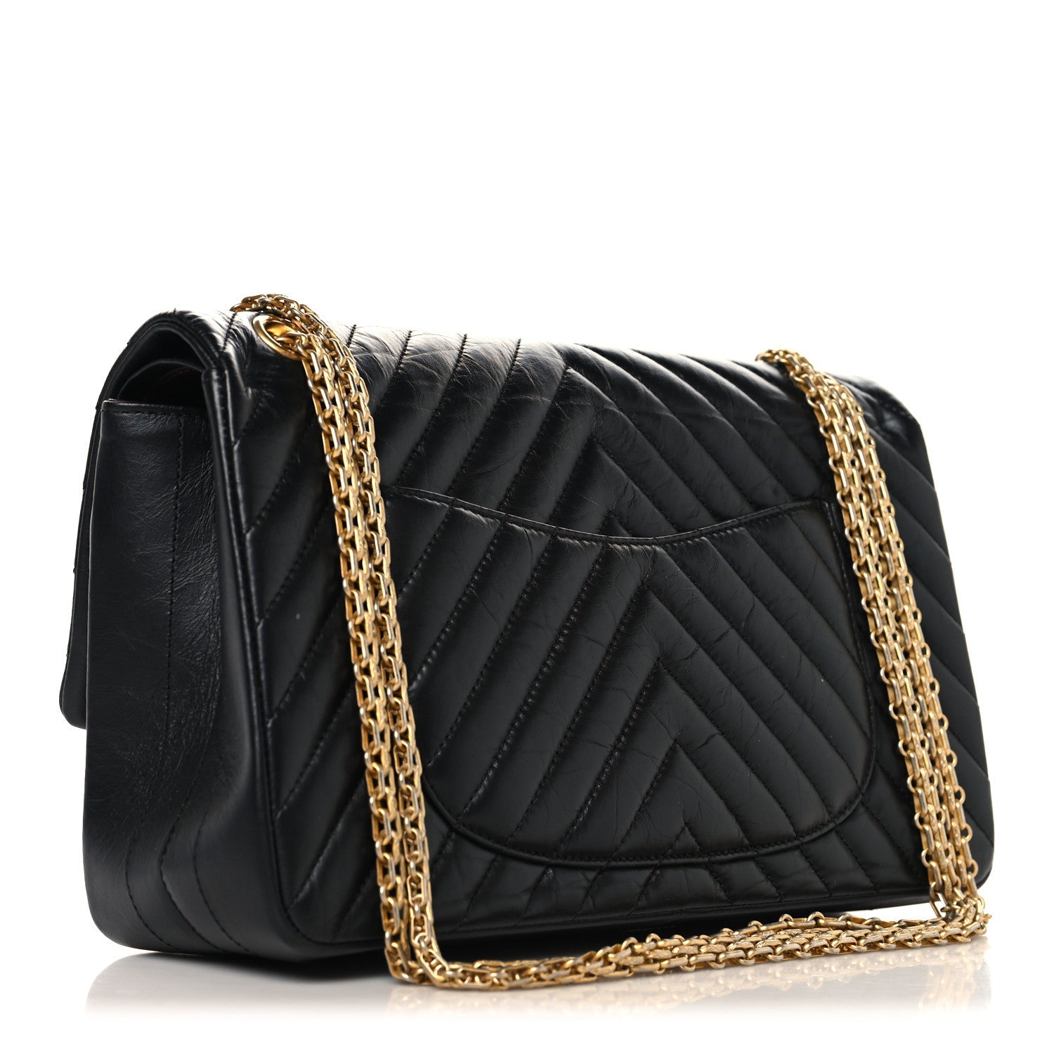 Chanel Aged Calfskin Chevron Quilted 2.55 Reissue 226 Flap  Black