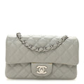 Chanel Caviar Quilted Mini Rectangular Flap Light Grey