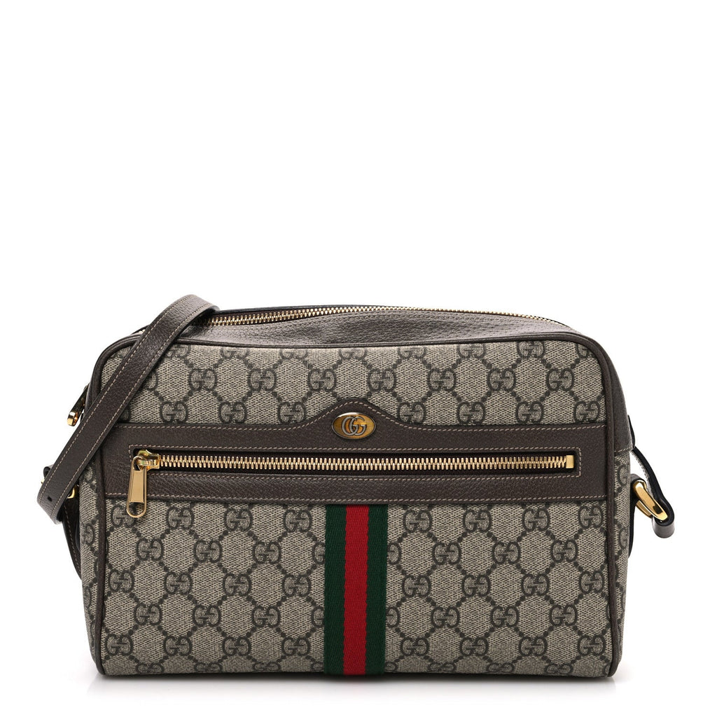 Gucci GG Supreme Monogram Web Small Ophidia Shoulder Bag Brown