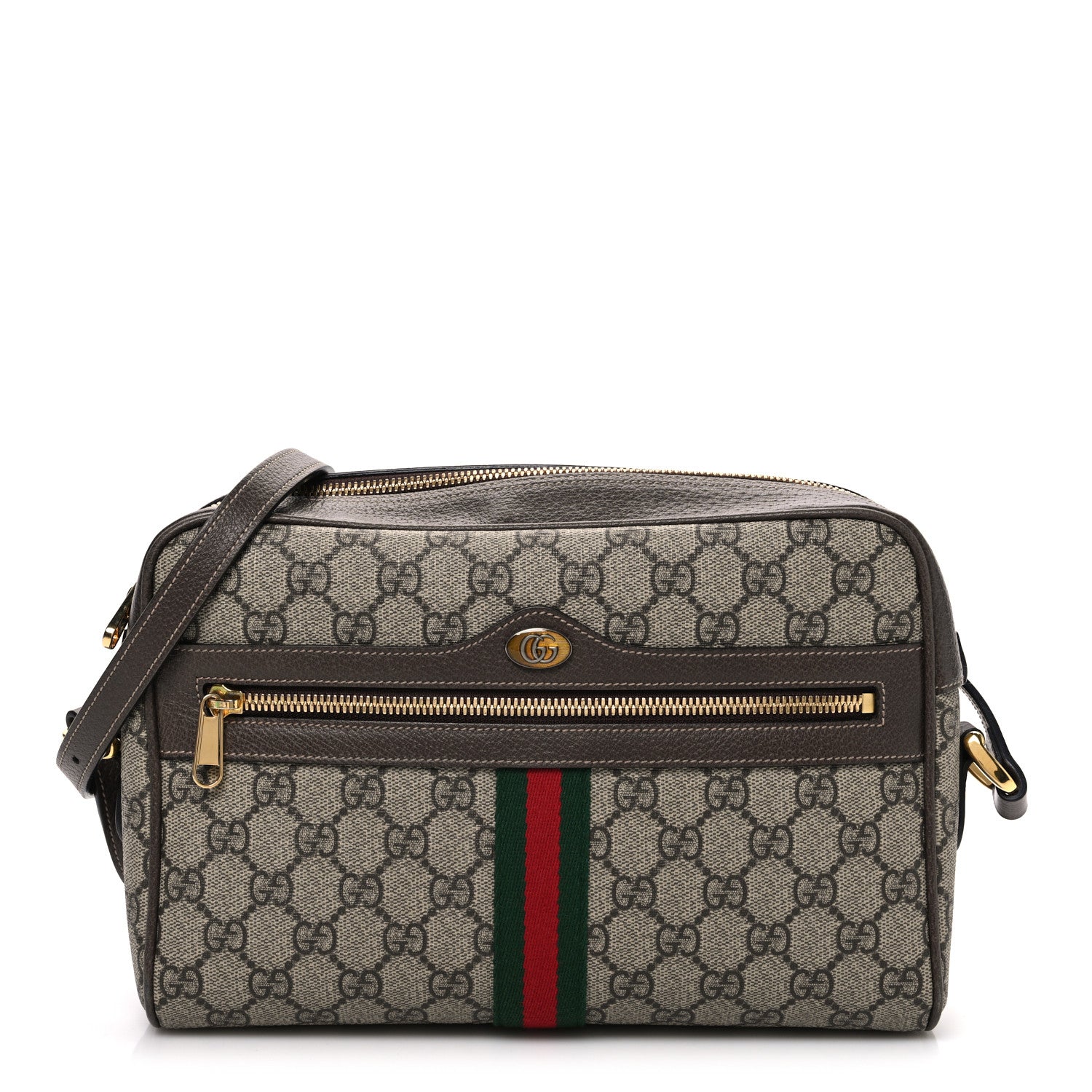 Gucci GG Supreme Monogram Web Small Ophidia Shoulder Bag Brown