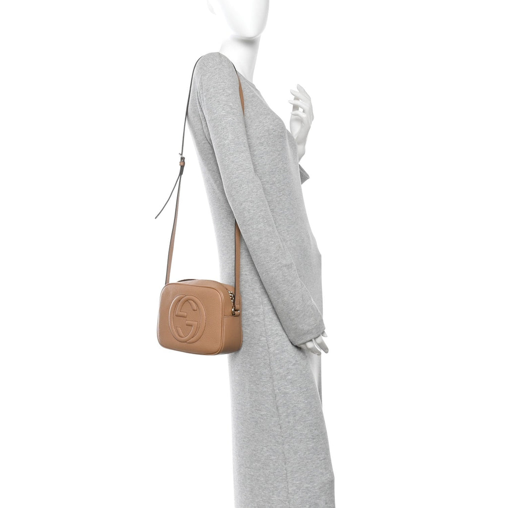 Gucci Pebbled Calfskin Small Soho Disco Bag Camelia