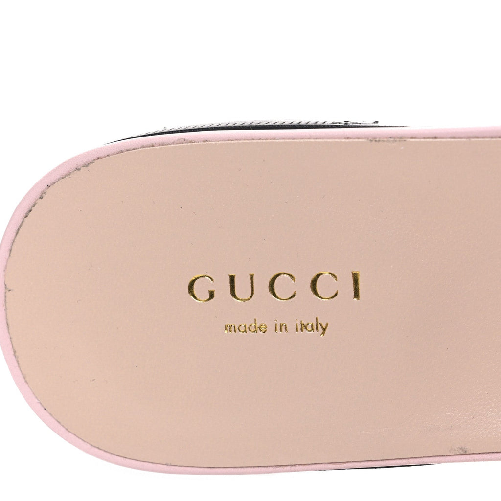 Gucci Cosmos Softy Calfskin Interlocking G Cut Out Slide Sandals 40 Pastel Pink
