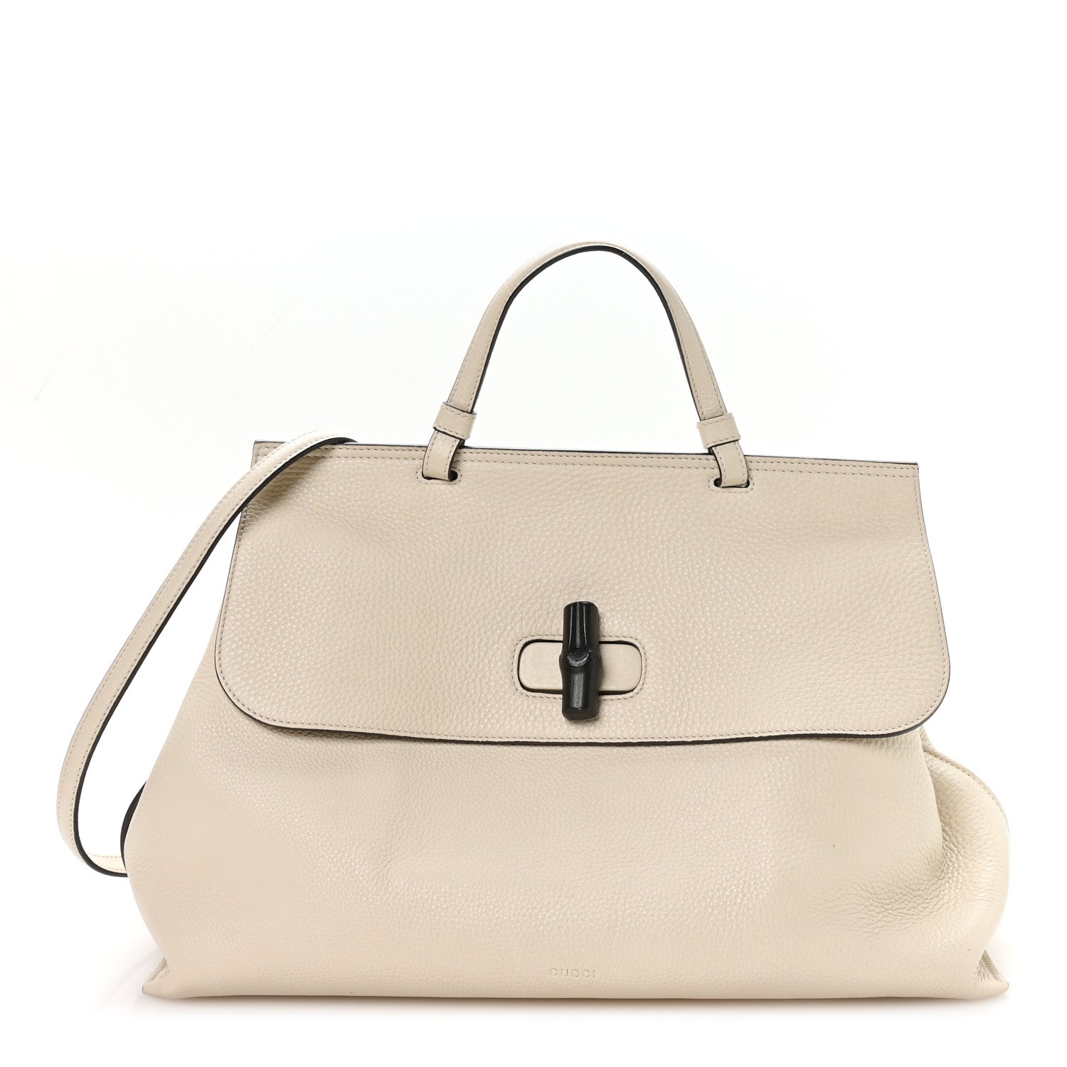 Gucci Cellarius Calfskin Large Bamboo Daily Top Handle Bag Mystic White