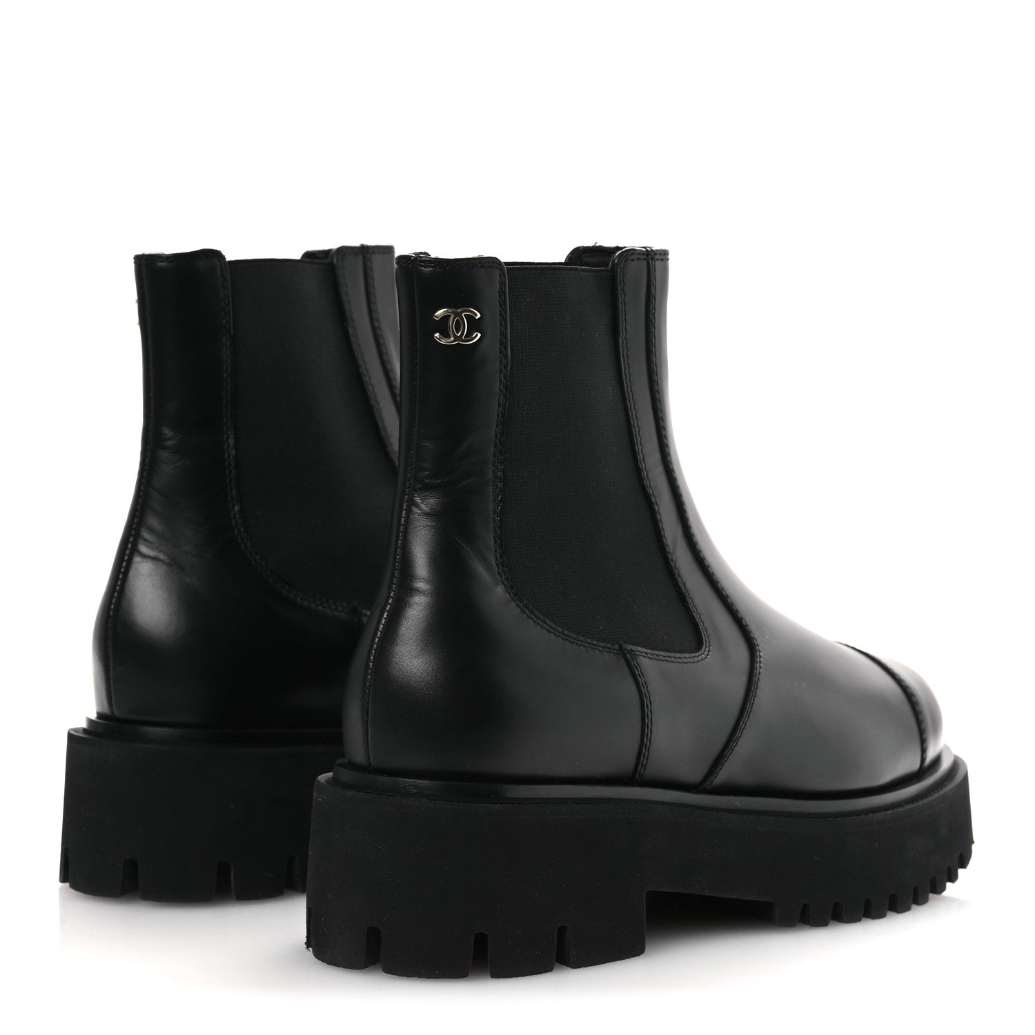Calfskin Cap Toe CC Short Boots 41 Black