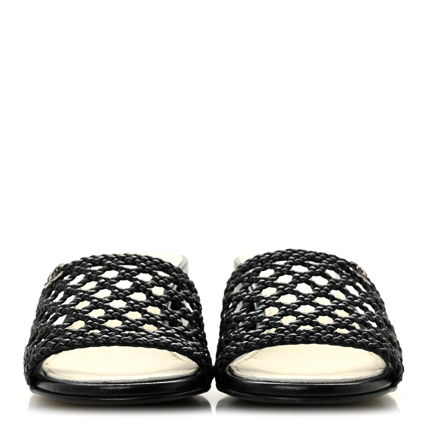 Goatskin Braided Mules 35 Black