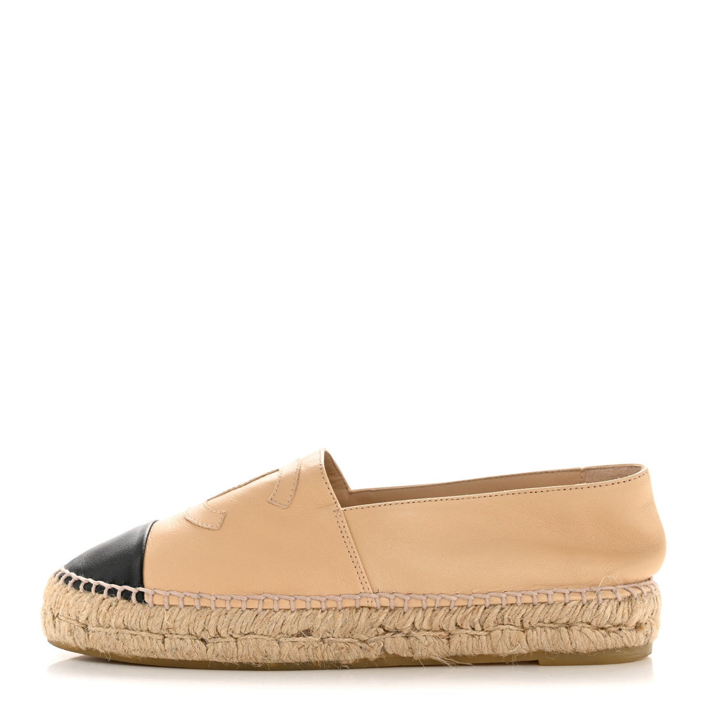 Lambskin CC Espadrilles 37 Beige Black