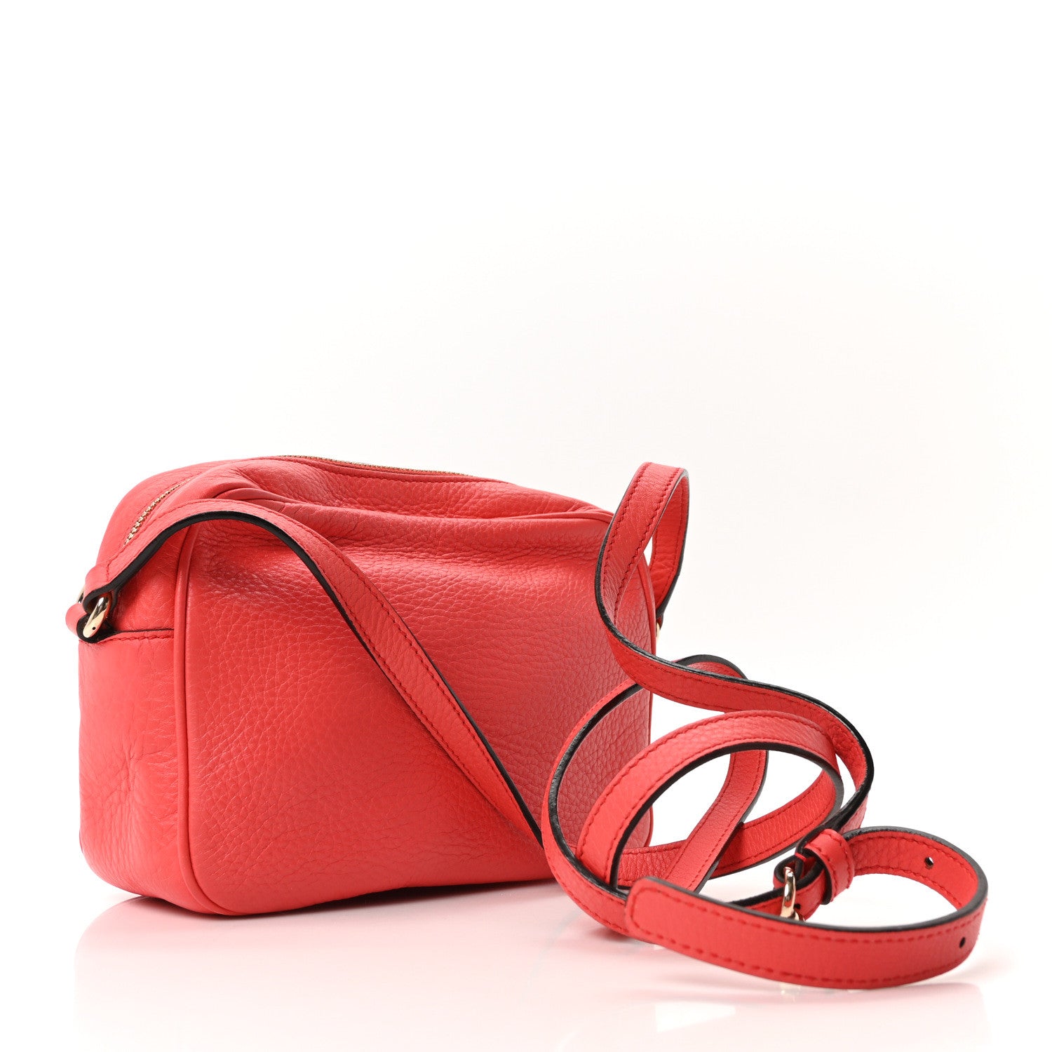Gucci Pebbled Calfskin Small Soho Disco Bag Tabasco Red