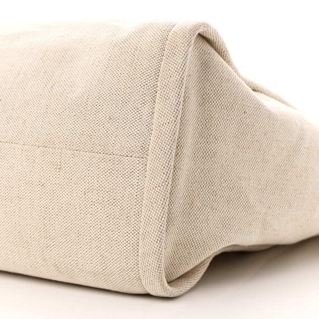 Prada Linen Vitello Large Logo Tote Natural