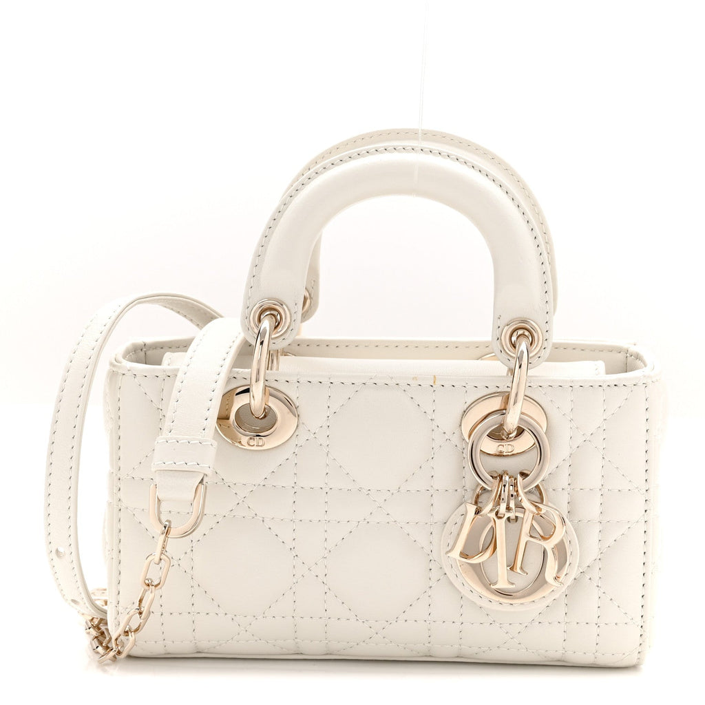 Christian Dior Lambskin Cannage Micro Lady D-Joy Latte