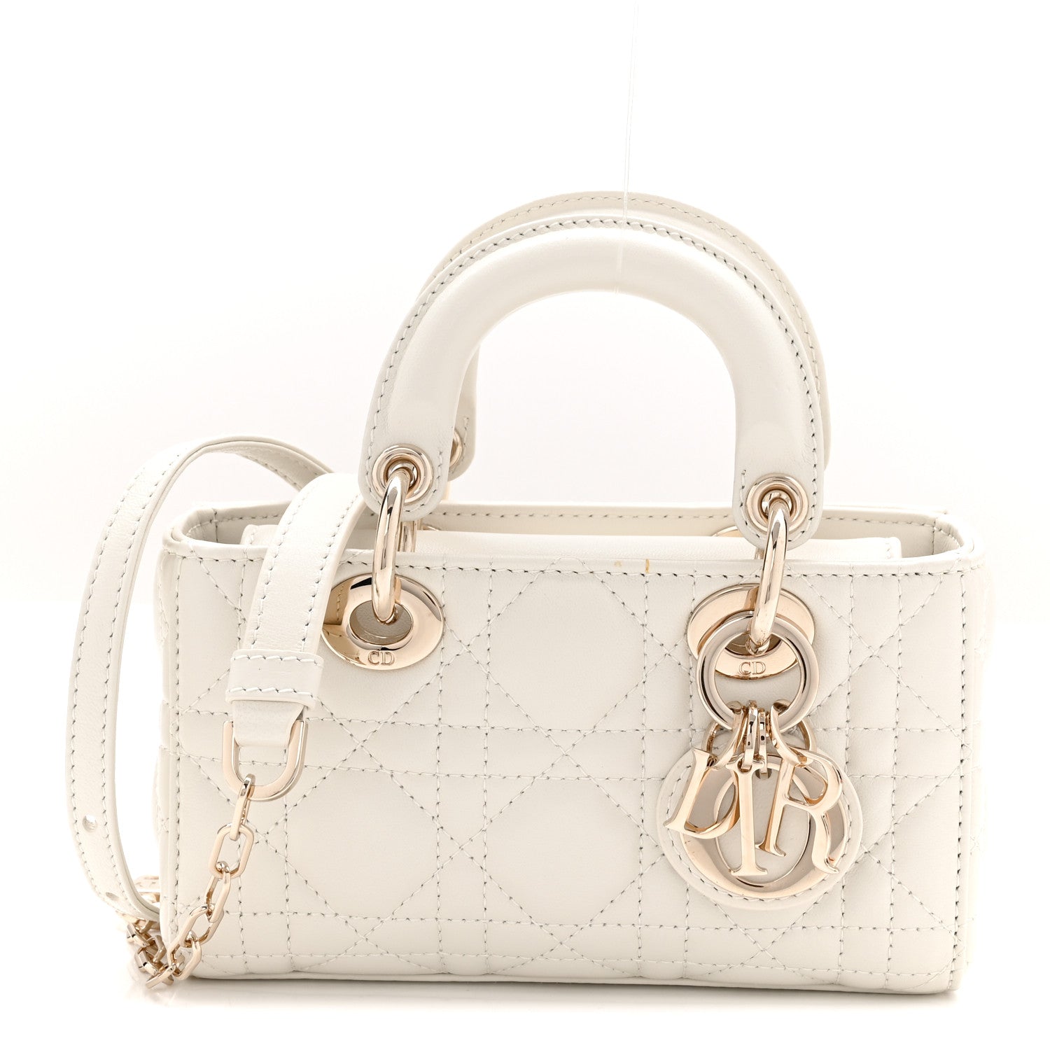 Christian Dior Lambskin Cannage Micro Lady D-Joy Latte