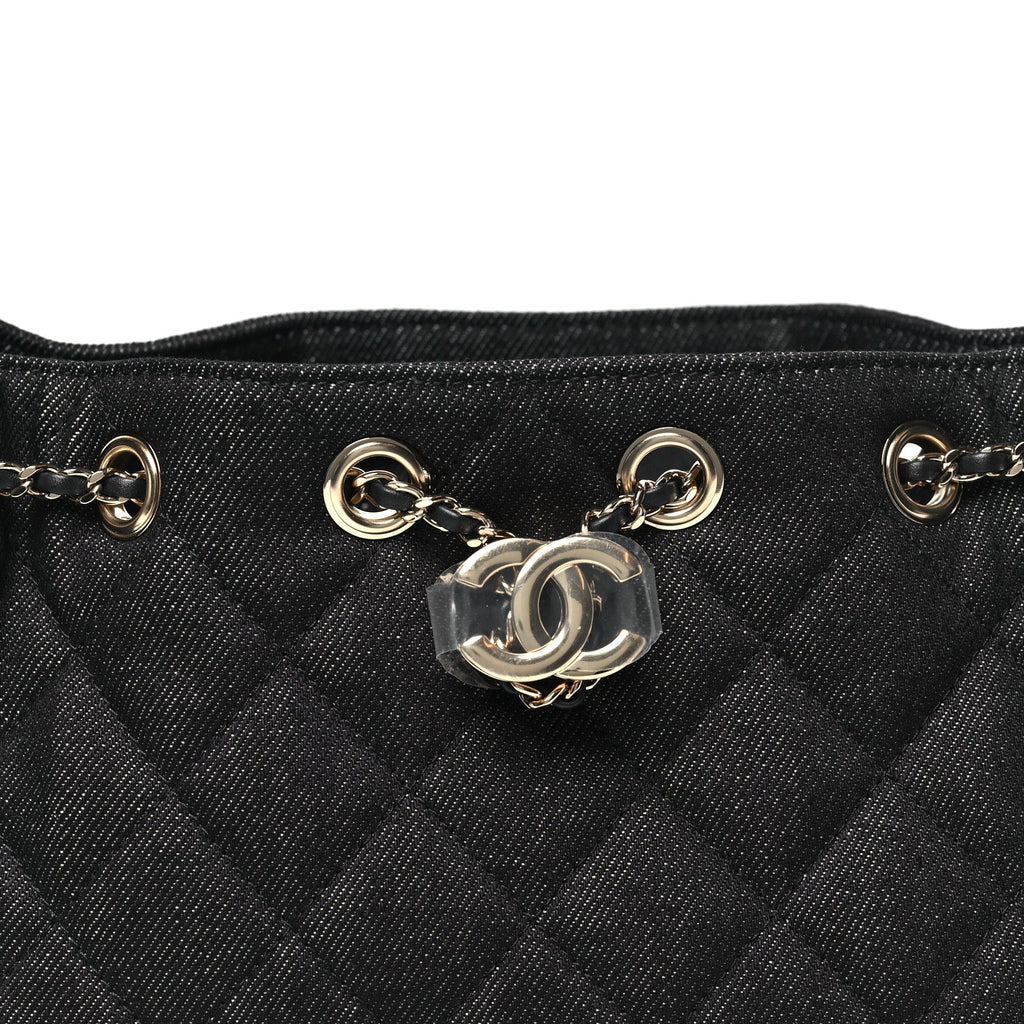 Chanel Denim Quilted Mini Chanel 25 Handbag Dark Blue