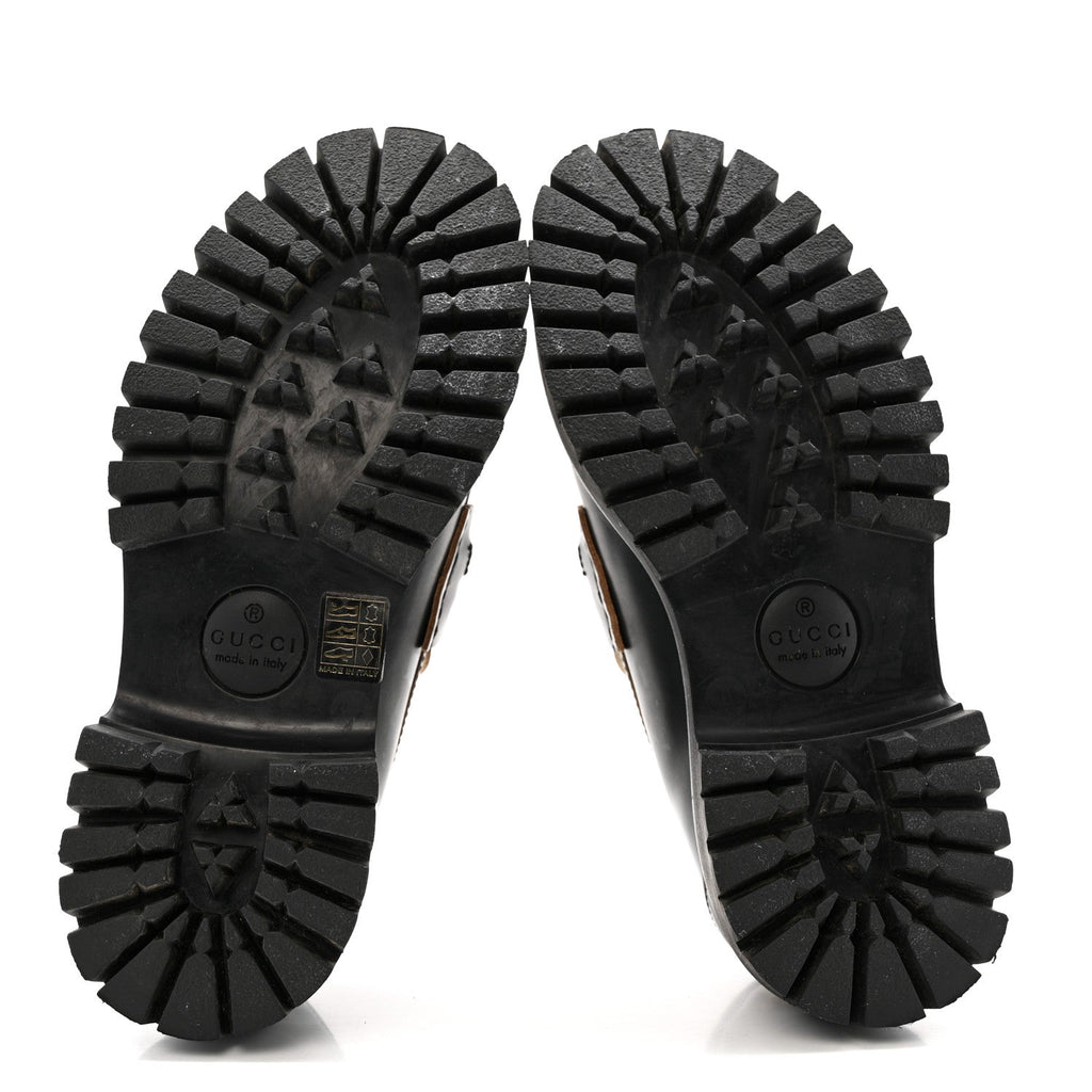 Gucci Cordovan Lux Womens Harald Horsebit 25mm Platform Loafers 37.5 Black