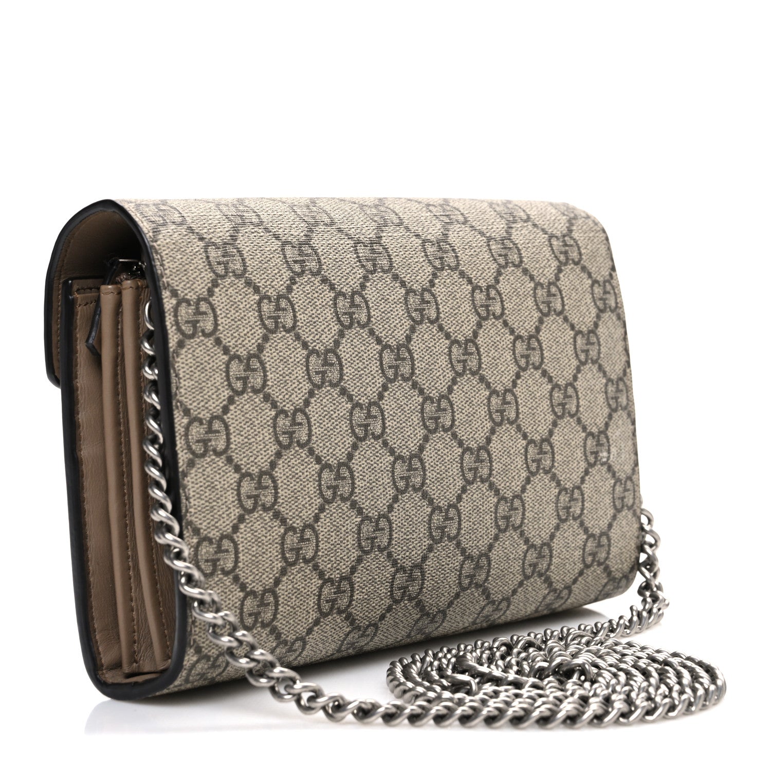 Gucci GG Supreme Monogram Mini Dionysus Chain Wallet Beige Taupe
