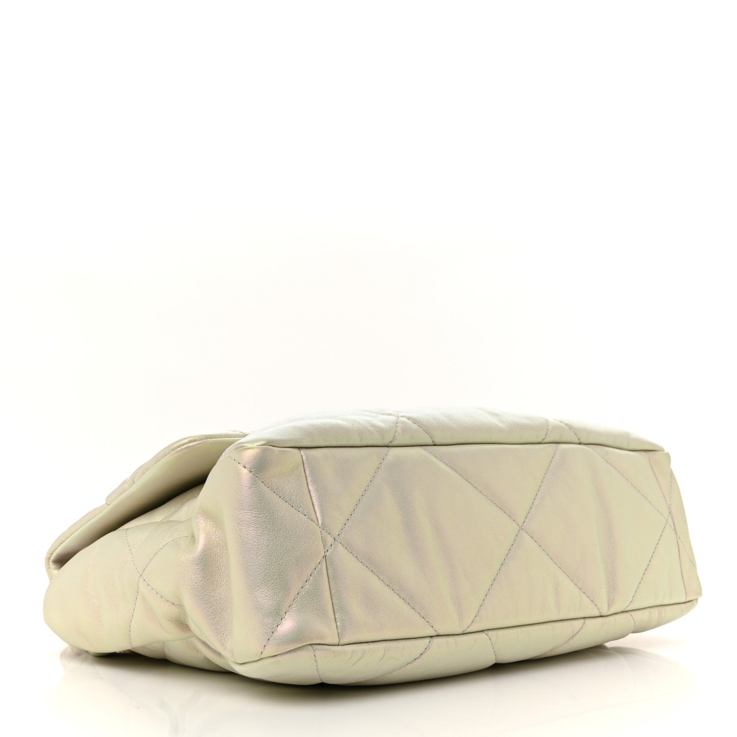 Chanel Iridescent Calfskin Quilted Large Chanel 19 Flap White