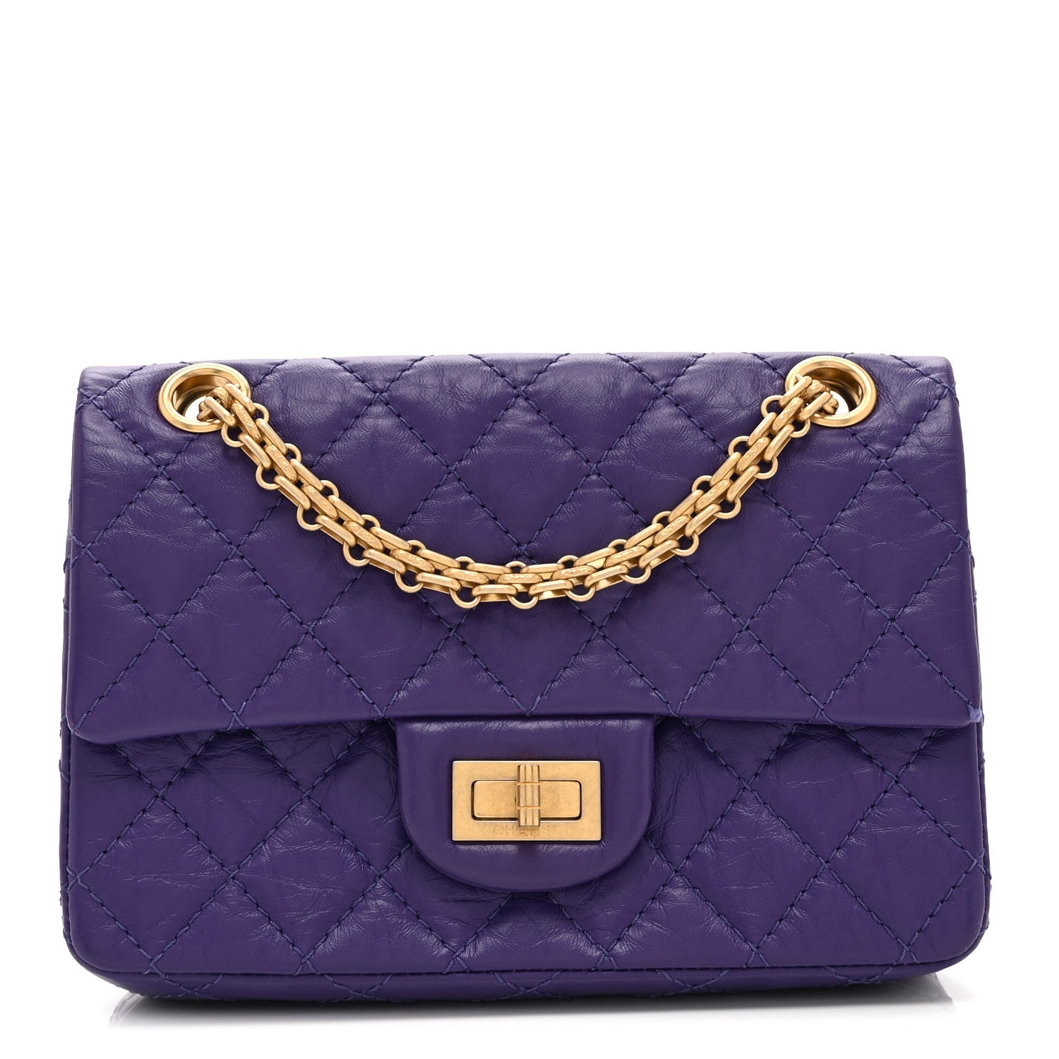 Chanel Aged Calfskin Quilted 2.55 Reissue Mini Flap Purple