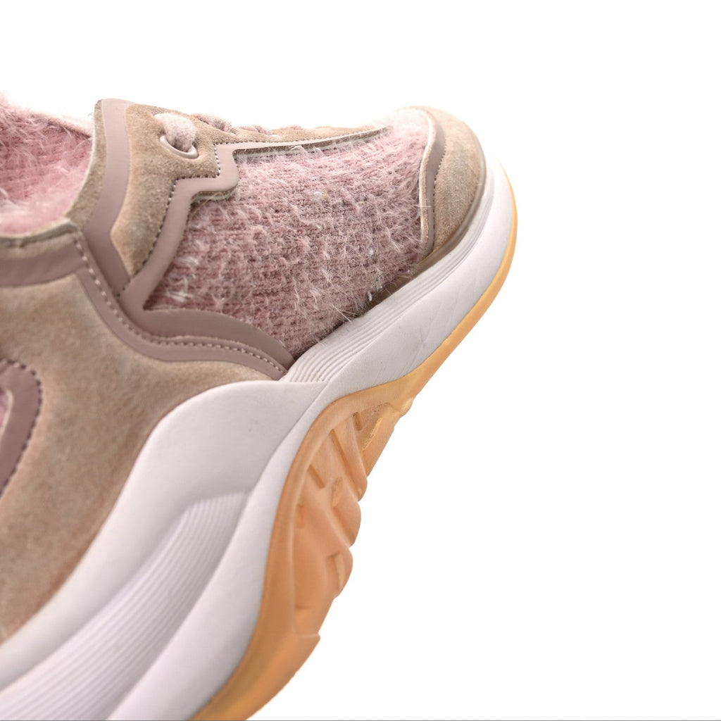 Chanel Suede Calfskin Stretch Fabric CC Sneakers 38.5 Pink