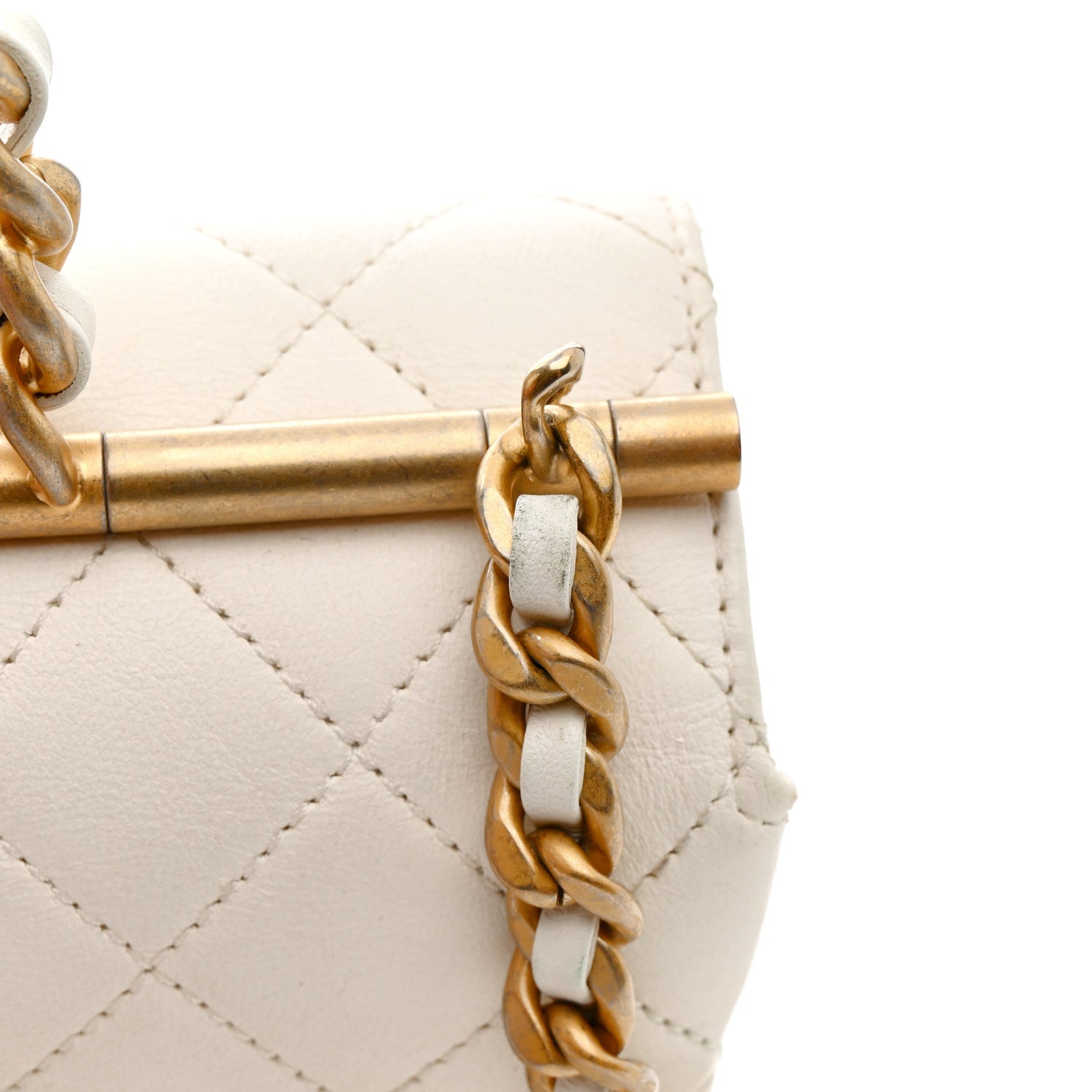 Chanel Lambskin Quilted La Parisienne Top Handle Flap White