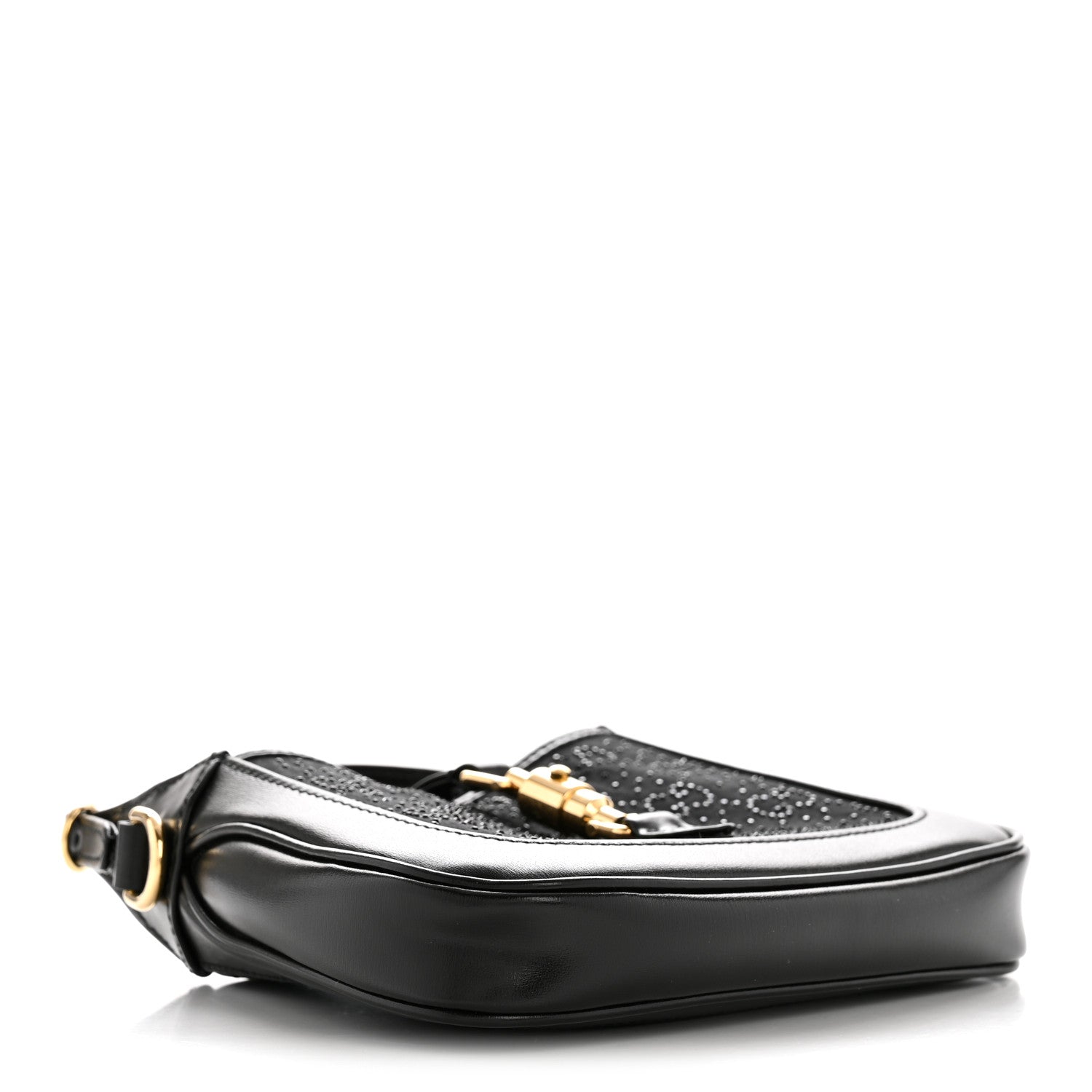 Gucci New Canvas Charisma Calfskin Crystal GG Monogram Mini Jackie 1961 Hobo Black
