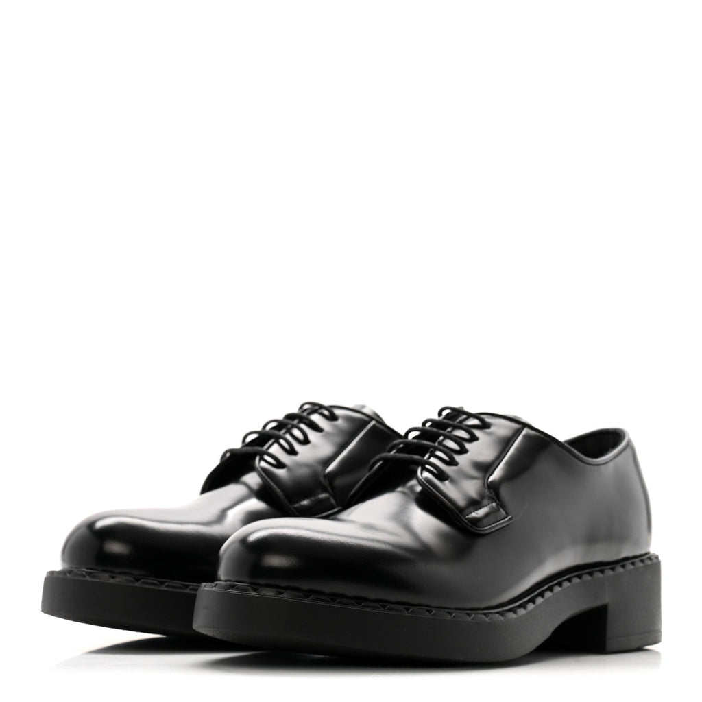Prada Spazzolato Calzature Donna 50mm Derby Loafers 39 Black