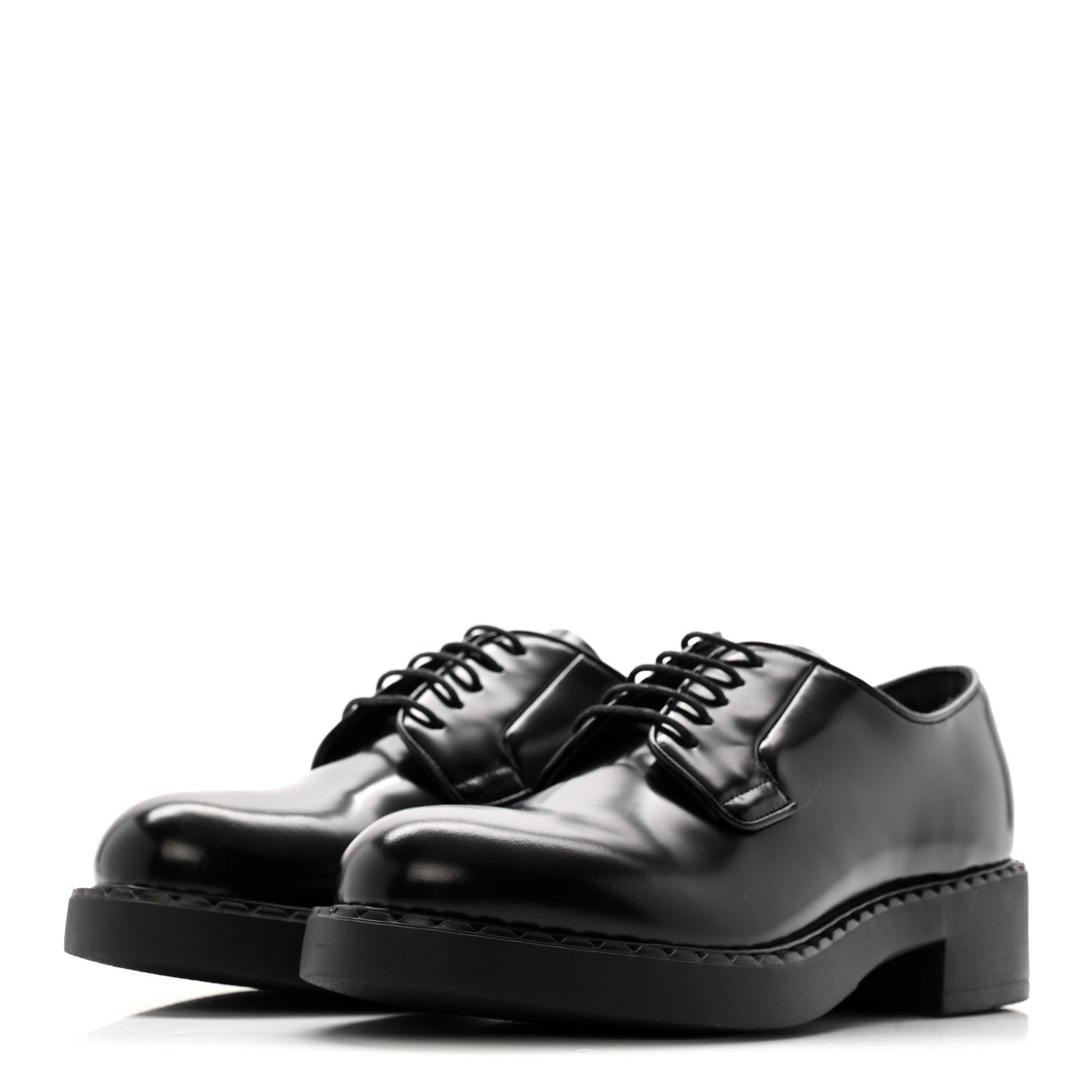 Prada Spazzolato Calzature Donna 50mm Derby Loafers 39 Black