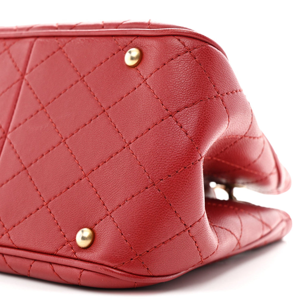 Chanel Calfskin Stitched Small Egyptian Amulet Drawstring Bag Red