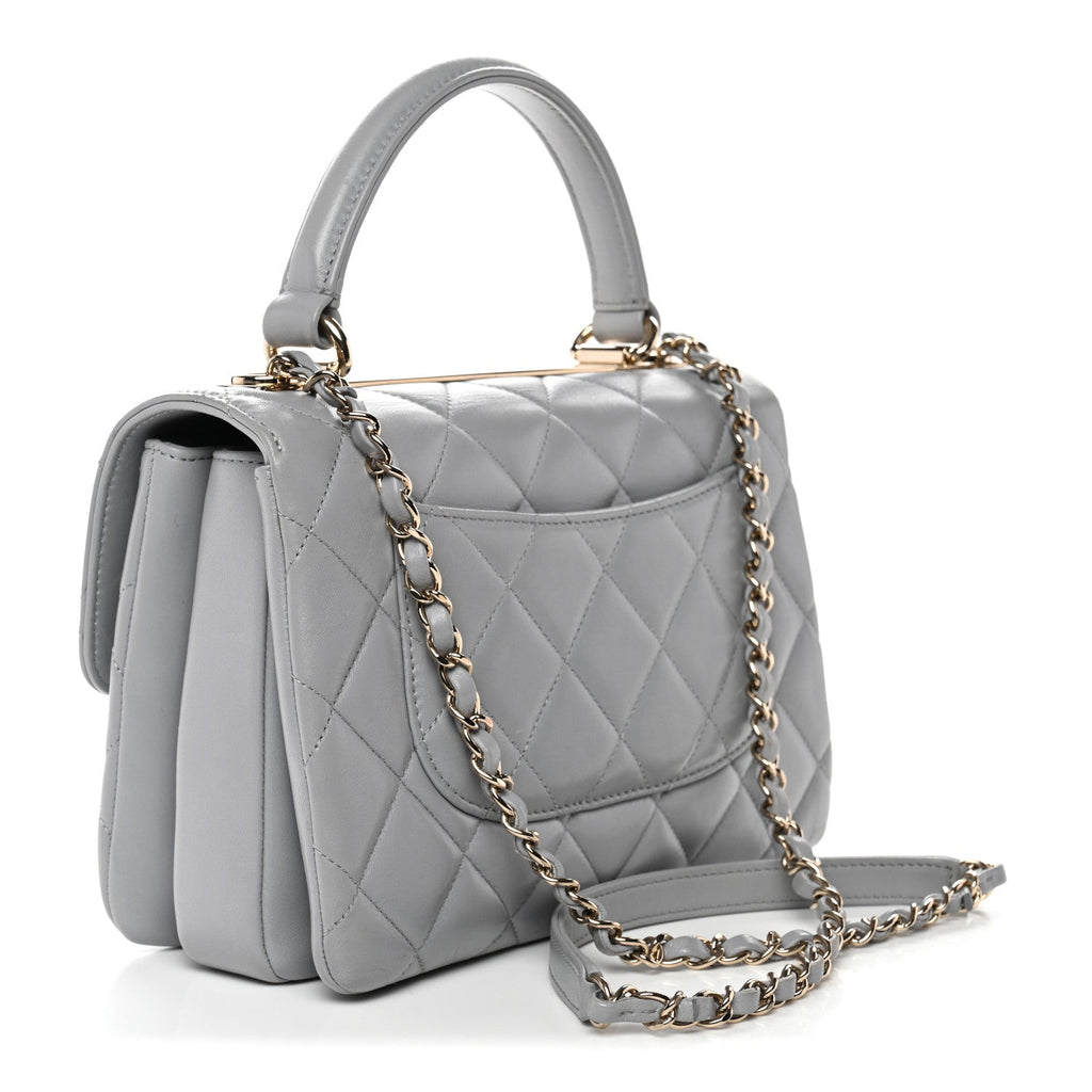 Chanel Lambskin Quilted Small Trendy CC Flap Dual Handle Bag Grey