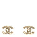 Pearl Crystal CC Earrings Light Gold
