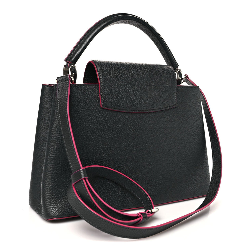 Louis Vuitton Taurillon Capucines PM Black Fuchsia