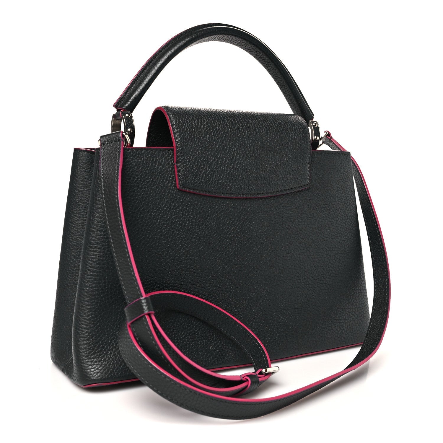 Louis Vuitton Taurillon Capucines PM Black Fuchsia