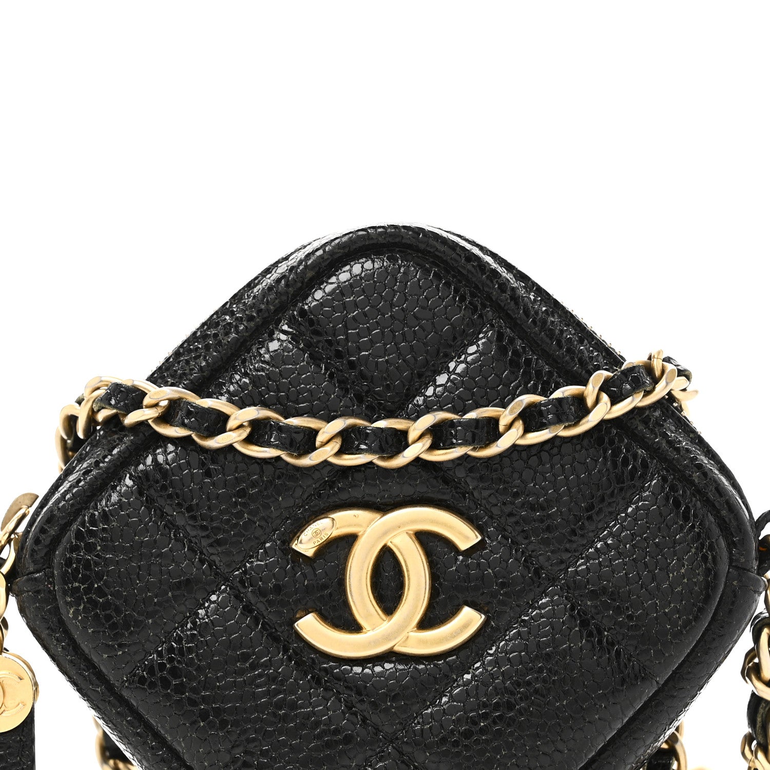 Caviar Quilted Diamond Clutch With Chain Black