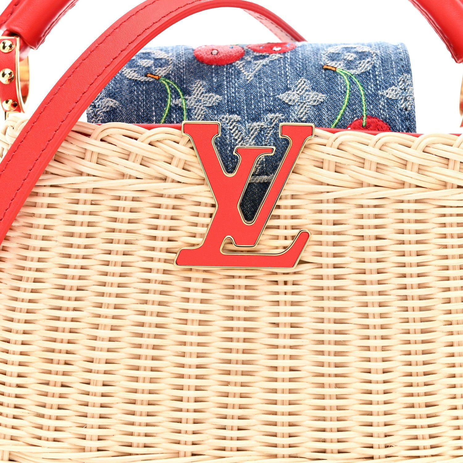 Louis Vuitton LV X TM Rattan Denim Calfskin Cerises Capucines Mini