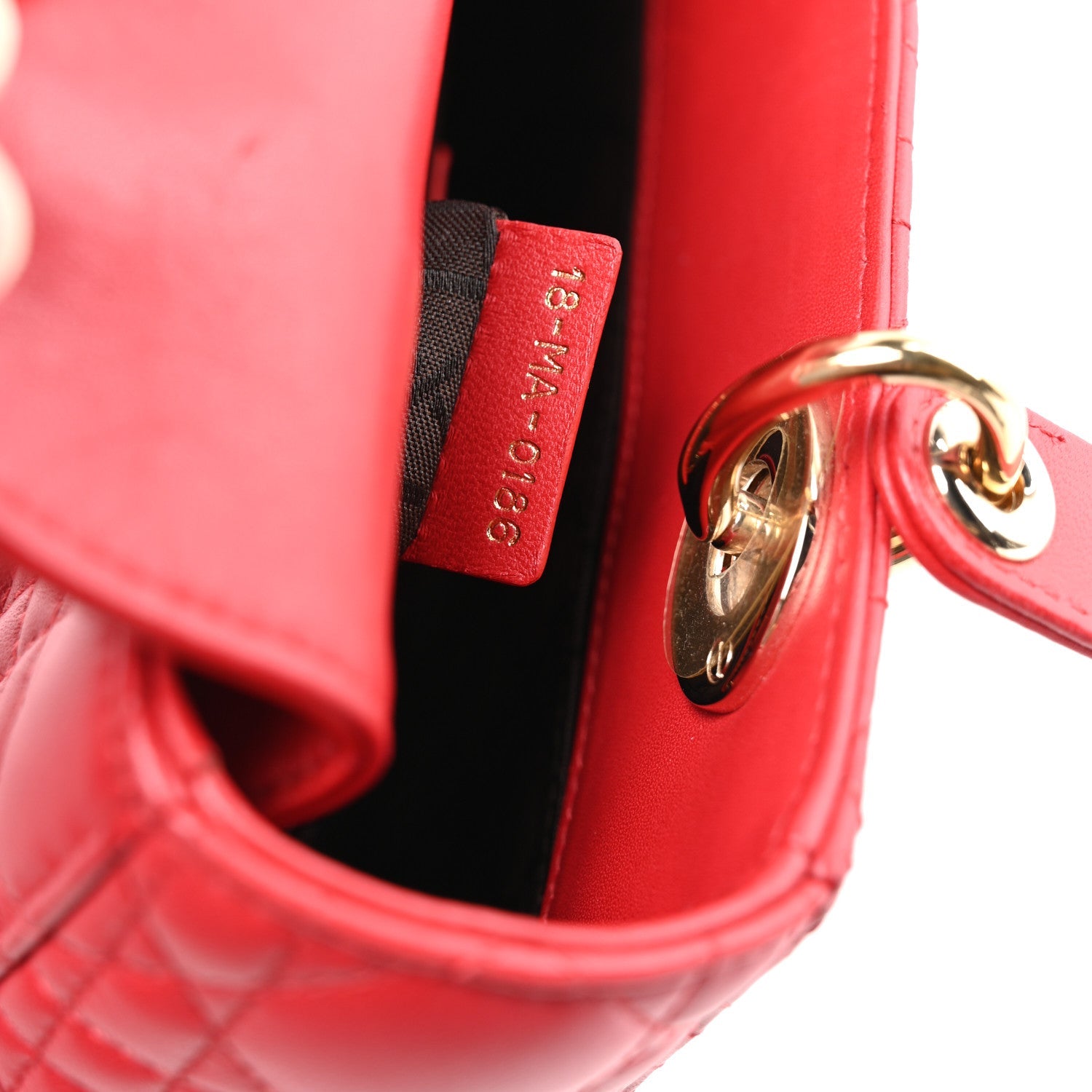 Christian Dior Lambskin Cannage Small Lucky Badges Lady Dior Red