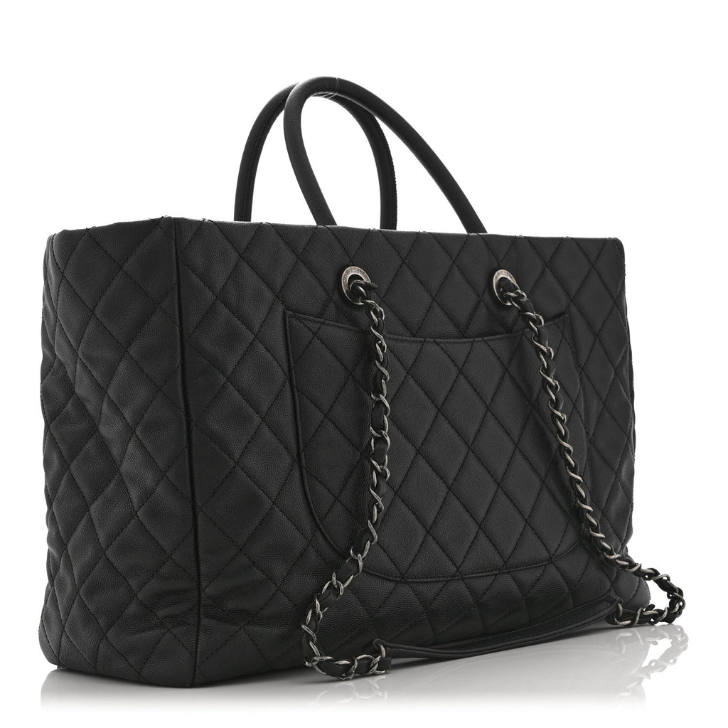 Chanel Caviar Quilted Large Coco Handle Shopping Tote Black