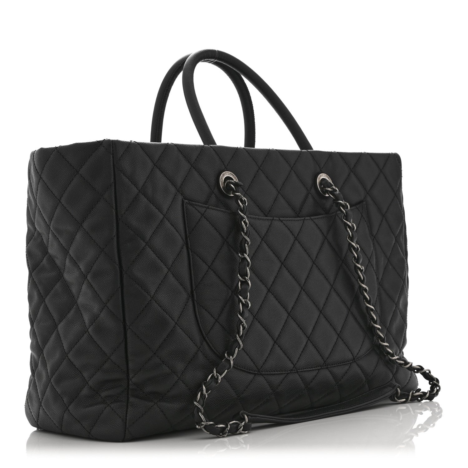 Chanel Caviar Quilted Large Coco Handle Shopping Tote Black