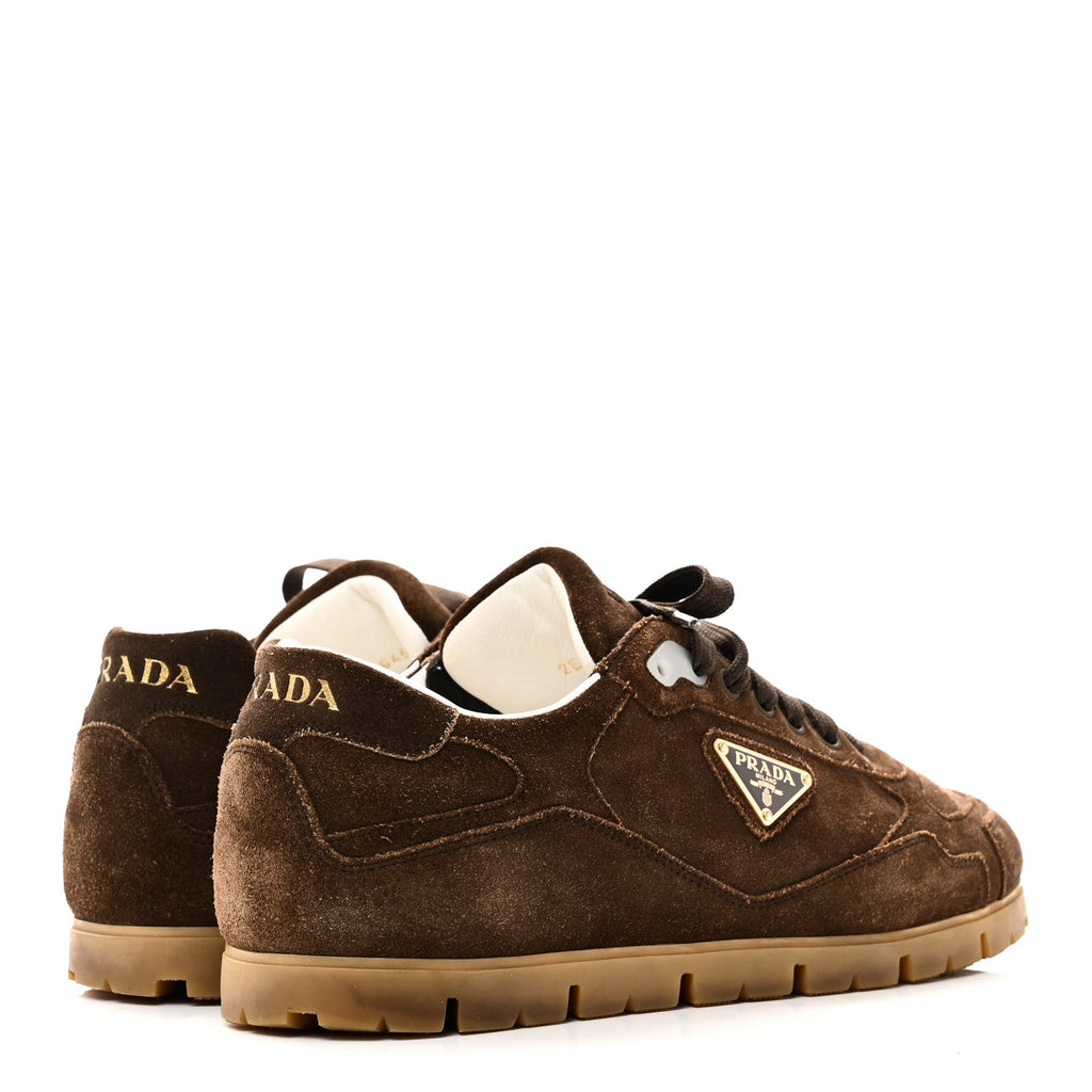 Prada Scamosciato Suede Triangle Mens Trail Sneakers 7 Moro