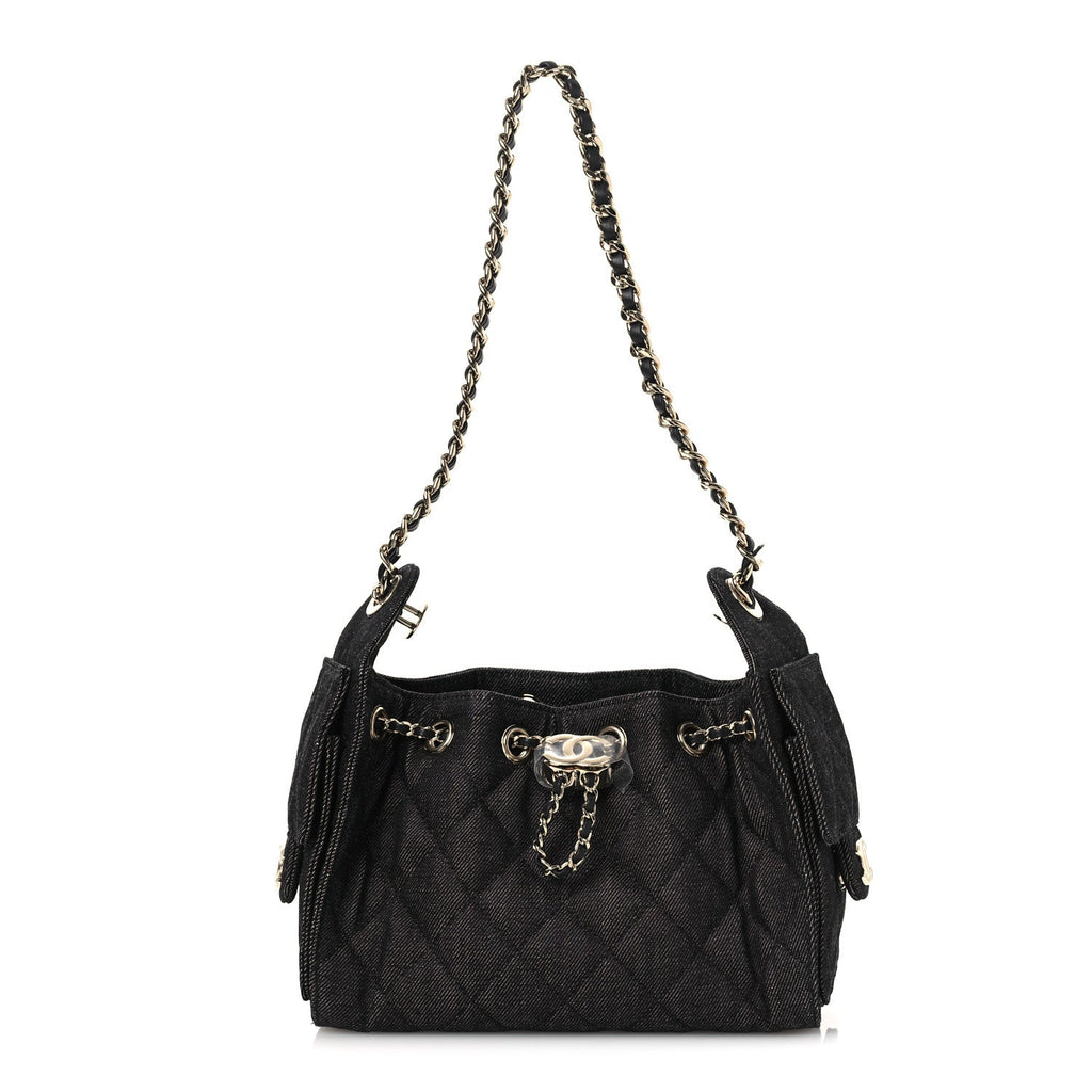 Chanel Denim Quilted Mini Chanel 25 Handbag Dark Blue