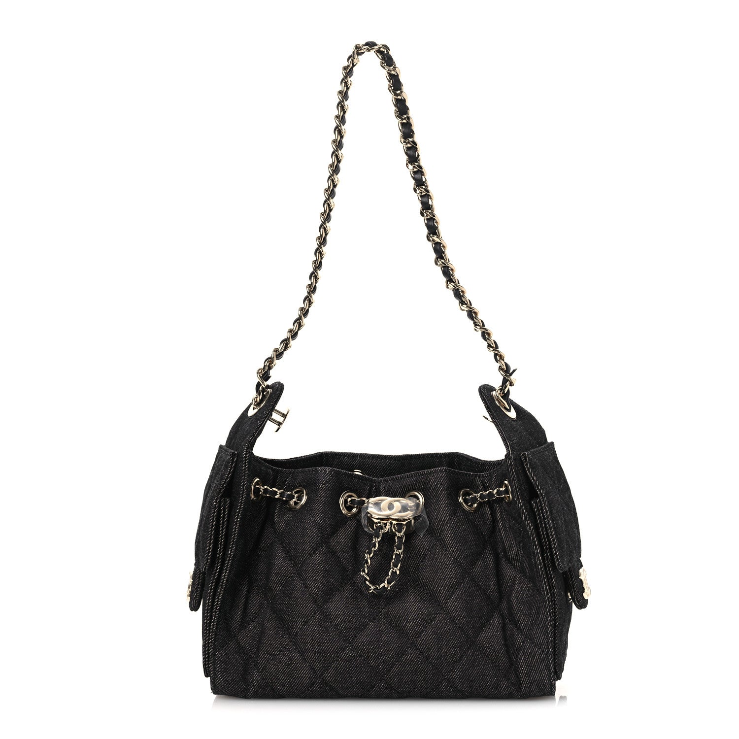 Chanel Denim Quilted Mini Chanel 25 Handbag Dark Blue