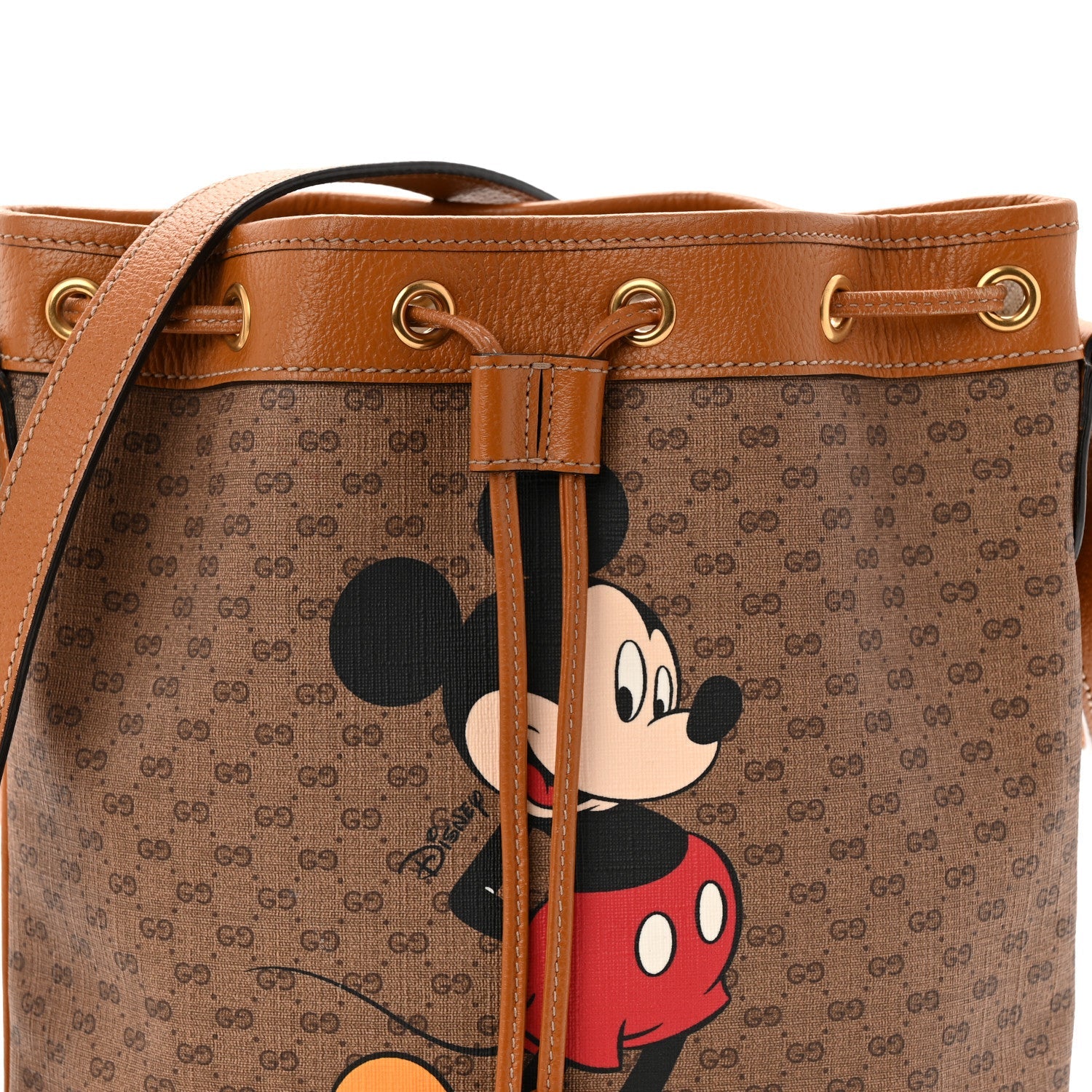 Gucci X DISNEY Mini Vintage GG Supreme Monogram Bucket Bag Beige Vintage Sun Oil