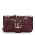 Gucci Calfskin Matelasse Small GG Marmont Shoulder Bag Ancora Red